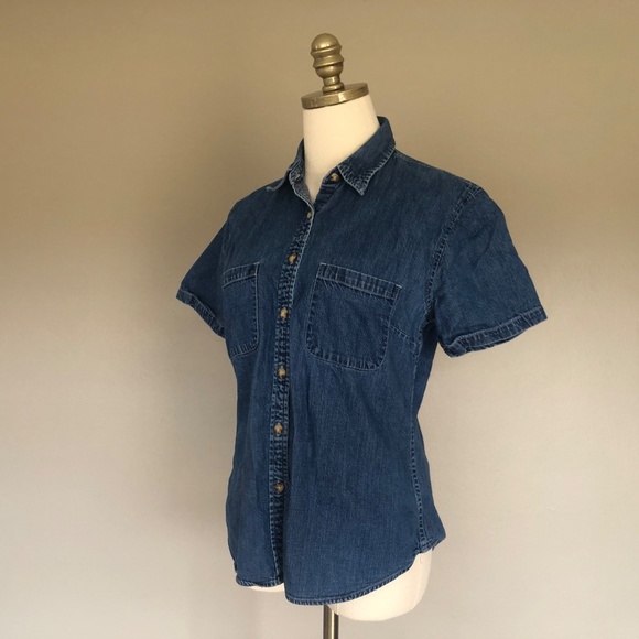 Eddie Bauer Small Petite Blue Jen Shirt Button Down Short Sleeves - Picture 10 of 10